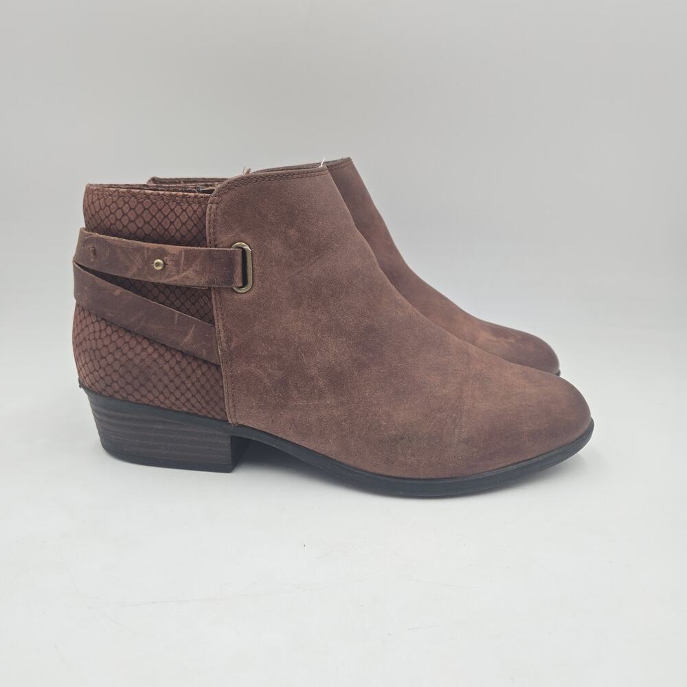 Clarks Collection Ankle Boots Booties Shoes Womens Size 9 Brown Leather Zip Up